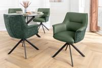 Draaistoel LE GRAND Groen Echt Leer Getextureerde Stof Zwart Metalen Frame - 46991