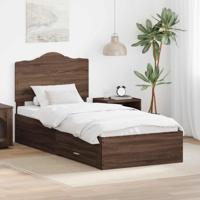 Bedframe met hoofdeinde Bruin Eiken 100 x 200 cm Bewerkt hout