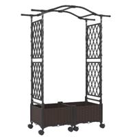 Plantenbak met Klimrek en Hangend Dak Verhoogde Plantenbak op Afsluitbare Wieltjes