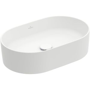 Villeroy & Boch Collaro opzetwastafel ovaal 56x36cm zonder overloop zonder kraangat ceramic+ stone white 4A1956RW