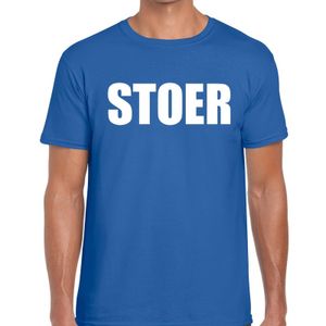 Stoer tekst t-shirt blauw heren