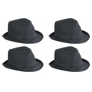 4x stuks trilby feesthoedje zwart voor volwassenen