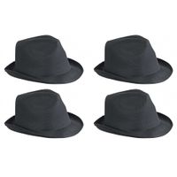 4x stuks trilby feesthoedje zwart voor volwassenen - thumbnail