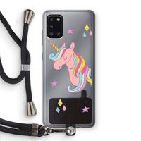 Roze eenhoorn: Samsung Galaxy A31 Transparant Hoesje met koord