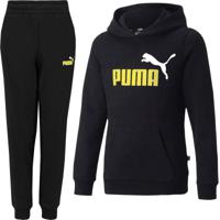 PUMA Essentials+ 2 Big Logo Trainingspak Kids Zwart Geel Wit - thumbnail