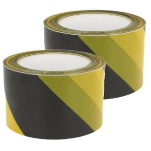 Afzettape- 2x - geel/zwart - 50 mm x 30 m - pvc - markeertape