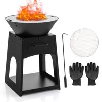 Patio Vuurplaats met Opbergvak Buitenvuurschaal met Grillrooster Aslade Onderste Opbergvak Pook en Handschoenen Inbegrepen