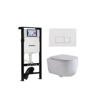 QeramiQ Dely Swirl Toiletset - 36.3x51.7cm - Geberit UP320 plieger inbouwreservoir - slimzitting - glans witte bedieningsplaat - rechthoekige knoppen - wit glans SW1381697/SW706187/SW1000766/SW1026256