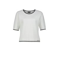 Claudia Sträter trui met contrastbies en borduursels wit/donkerblauw - thumbnail