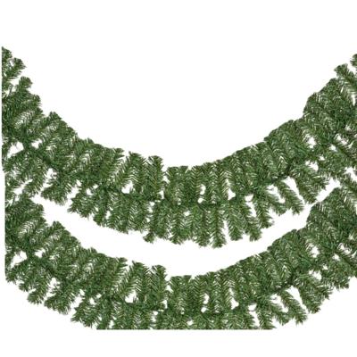 Bellatio Decorations dennenslinger - 2x - groen - 270 x 9,5 cm - PVC - dennen guirlande