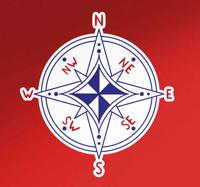 Muurstickers marine Marineblauw en rood kompas