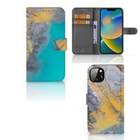 iPhone 14 Plus | Bookcase | Marble Blue Gold