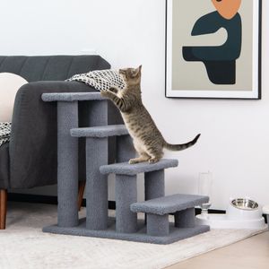 Diertrap Kattentrap Klimboom Kattenboom Trap voor Kat tot 25 kg Huisdiertrap 61 x 41 x 60 cm Spaanplaat (Grijs)