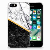 Apple iPhone SE | 5S | TPU | Siliconen hoesje | Marmer Wit Zwart - Origineel Cadeau Man