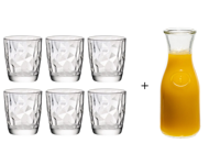 Bormioli Rocco Waterglazen Diamond 300 ml - 6 Stuks + Cookinglife Karaf 1 Liter