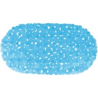 Douche/bad anti-slip mat badkamer - pvc - blauw - 39 x 99 cm - ovaal