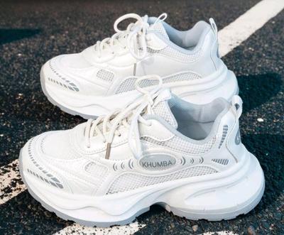 Bon&Bon Women's Chunky Sneakers - White Thick Sole All Season 2025 37.5