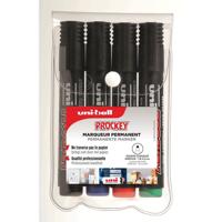 Uni-ball permanent marker Prockey PM-122, ronde punt, medium, etui van 4 stuks
