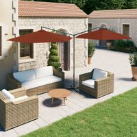 VidaXL Parasol dubbel met stalen paal 600 cm terracottakleurig - thumbnail