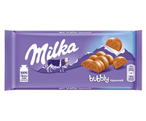 Milka Chocoladereep Bubbly Alpenmelk 100g bij Jumbo