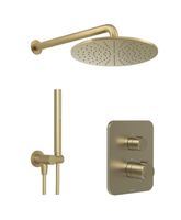 Blaufoss Smartbox Softline thermostatische kraan inbouw regendoucheset met rond regendouchekop Brushed Champagne Gold