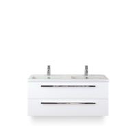 Seville Badmeubelset 120 cm - 2 laden Wit Hoogglans - Wastafel Djazz Dubbel