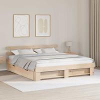 Bedframe met hoofdeinde Bruin 200 x 200 cm Massief grenenhout