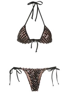 Amir Slama bikini à design brodé de sequins - Noir