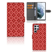 Samsung Galaxy S22 Ultra Telefoon Hoesje Batik Rood - thumbnail