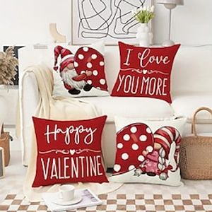 valentijnsdag decoratieve toss kussens cover 4pc kabouters zachte vierkante kussen case kussensloop voor slaapkamer woonkamer slaapbank stoel Lightinthebox