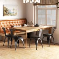 Eetkamerstoelen 4-delige set Bistrostoel Metalen Stoel Stapelbaar Keukenstoelen met Bekleding Tuinstoelen met Rugleuning 44 x 53 x 84 cm Schotgrijs