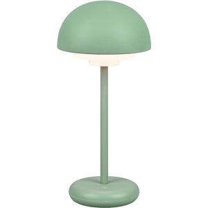 LED Tafellamp met Oplaadbare Batterijen - Trion Berna - 2W - Warm Wit 3000K - Spatwaterdicht IP44 - Dimbaar - Rond - Mat Groen - Kunststof
