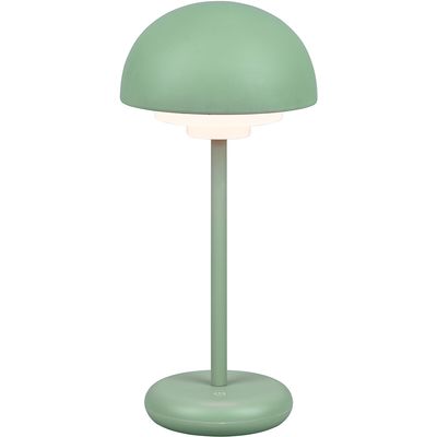 LED Tafellamp met Oplaadbare Batterijen - Trion Berna - 2W - Warm Wit 3000K - Spatwaterdicht IP44 - Dimbaar - Rond - Mat Groen - Kunststof
