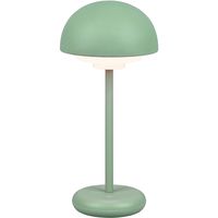 LED Tafellamp met Oplaadbare Batterijen - Trion Berna - 2W - Warm Wit 3000K - Spatwaterdicht IP44 - Dimbaar - Rond - Mat Groen - Kunststof