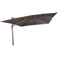 VirgoFlex Zweefparasol houtlook grijs 300x300 cm vierkante parasol - thumbnail