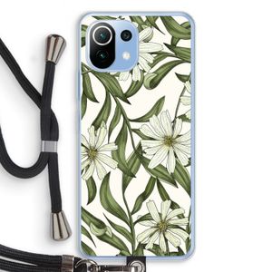 Wit bloemenpatroon: Xiaomi Mi 11 Lite Transparant Hoesje met koord