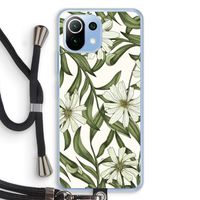 Wit bloemenpatroon: Xiaomi Mi 11 Lite Transparant Hoesje met koord