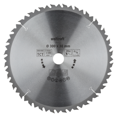 Wolfcraft HM Cirkelzaagblad | 28 td | Ø300 x 30 x 3,2mm | 1 stuk - 6741000