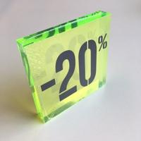 Acryl kortingsblok -20% fluor groen