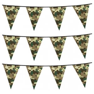 Set van 8x stuks camouflage vlaggenlijnen 6 meter army thema