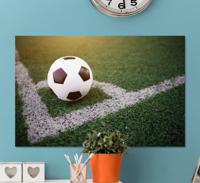 Canvas schilderij jongeren Mooi voetbal op gras Canvas schilderij jongeren Mooi voetbal op gras
