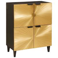 Bijzetkast Zwart en Goud 60 x 33.5 x 75 cm massief mangohout