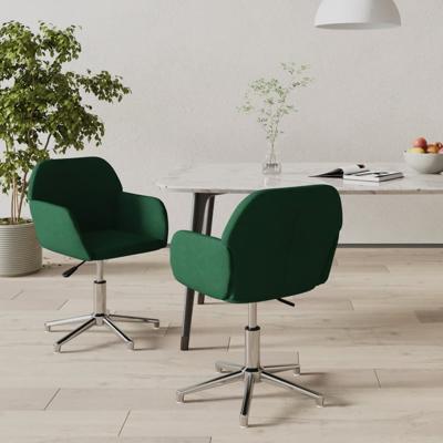 Eetkamerstoelen draaibaar 2 st stof donkergroen