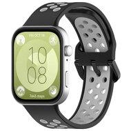 Tweekleurige siliconen band - Zwart met grijs - Huawei Watch Fit 3 / Fit 4