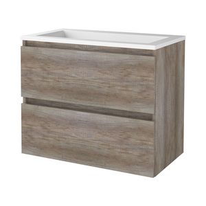 Badmeubelset Aquasplash Salt 80x46 cm Greeploos 2 Lades Met Wastafel Acryl Scotch Oak Aquasplash