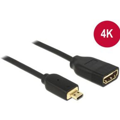 Delock 65687 Kabel High Speed HDMI met Ethernet - HDMI Micro-D male > HDMI-A female 3D 4K 20cm