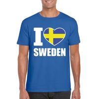 Blauw I love Zweden fan shirt heren