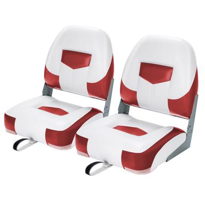 Set van 2 Bootstoelen Inklapbaar Bootstoel met 11 cm Dikke Sponsvulling Gevoerde Stuurstoel 50 x 42 x 52 cm Rood + Wit