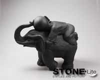 Boeddha olifant l55b24h44 cm zwart Stone-Lite - stonE'lite - thumbnail