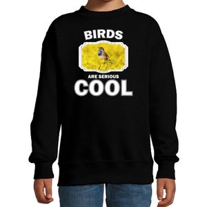 Dieren blauwborst vogel sweater zwart kinderen - birds are cool trui jongens en meisjes